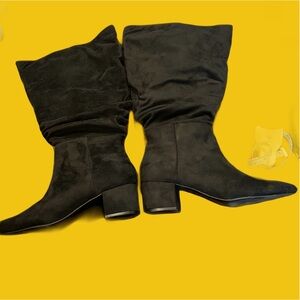 LANE BRYANT 11W Boots EUC Black Suede Tall High Heeled Boots- Size 11W